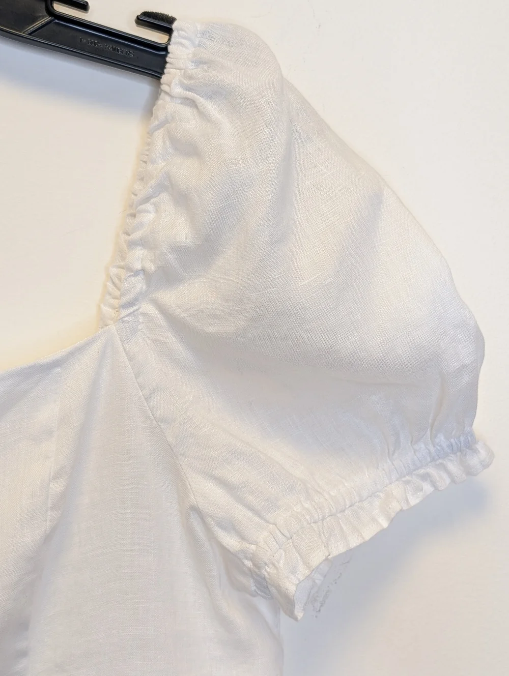 H&M 100% Linen Puff Sleeve Tie Front Top White Cottagecore Clean Girl Boho M - Picture 6 of 16